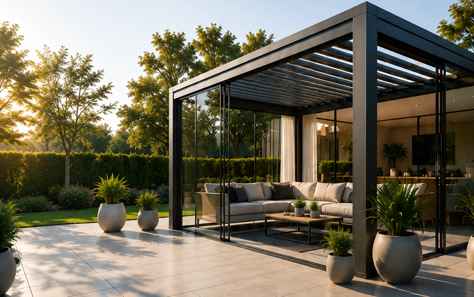 Moderne Pergola mit Lounge