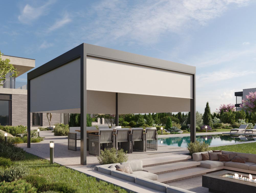 AirCube Open Lamellendach-Pergola mit Cabriofunktion freistehend