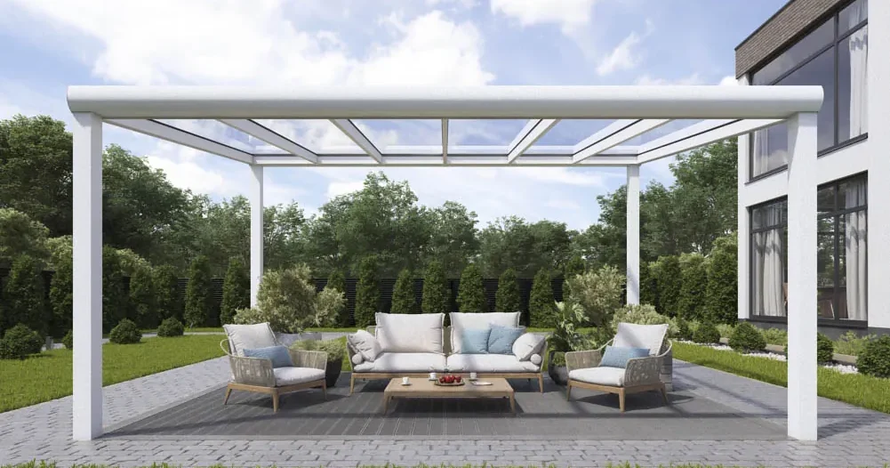 Freistehendes Terrassendach im Garten