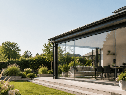 Glasschiebewand für Bestandsimmobilien zur Modernisierung einer bestehenden Terrasse