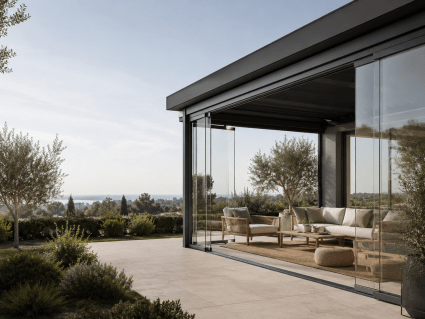 Glasschiebewand online konfigurieren für Terrasse und Terrassenüberdachung